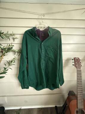 Savile Row Tottenham Twill Long Sleeve Button-Up Shirt, Green, 16 1/2 34-35